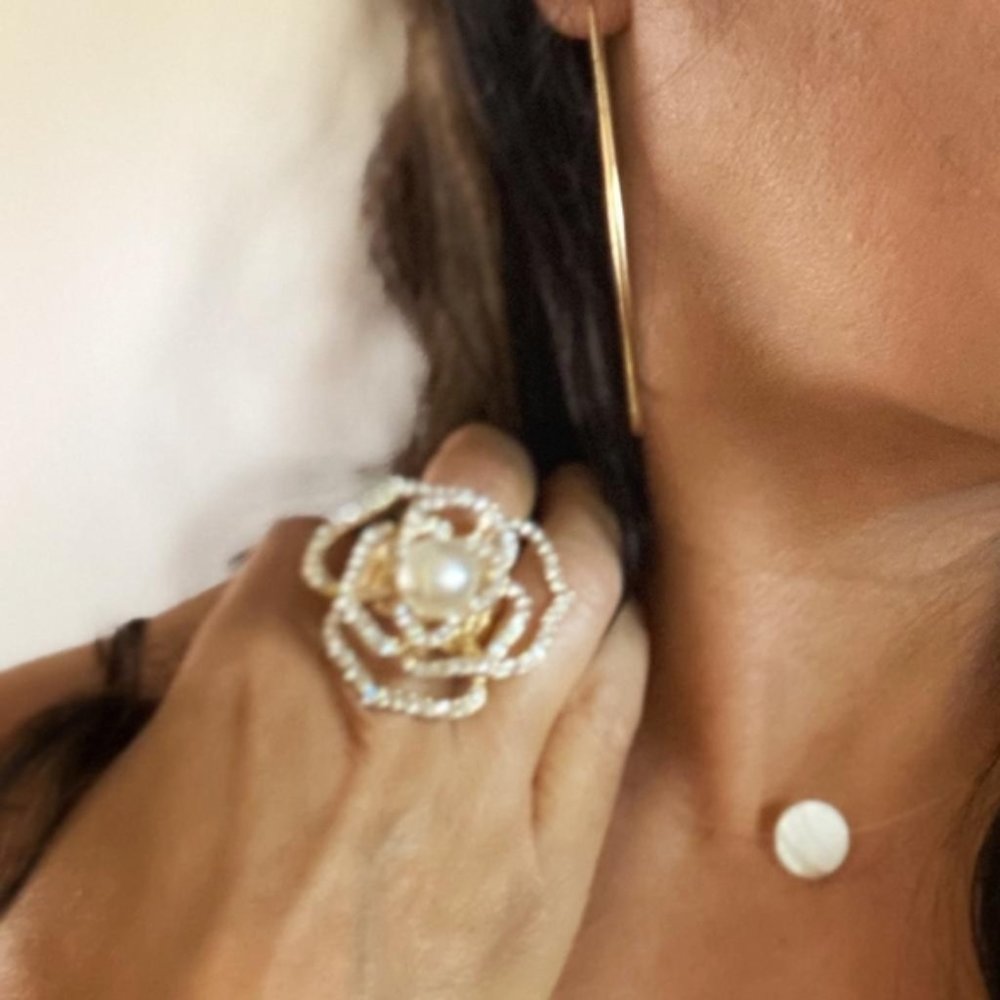 LARGE SKINNY STATEMENT BOHO GOLD HOOPS - Picture 2 of 4